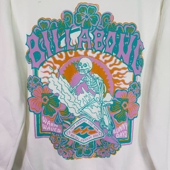 Billabong Sweatshirt Womens XS Skeleton Surfer Wave Floral Surf Retro Sweater - Picture 4 of 10